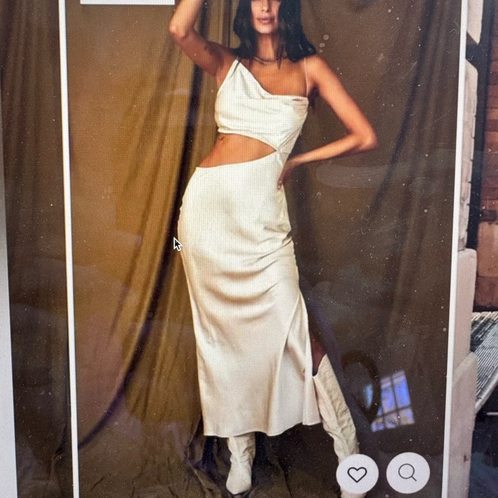 12th Tribe Biltmore Champagne Satin Midi Dress